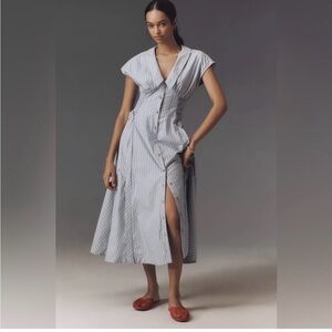 Anthropologie Blue Striped Maxi Dress